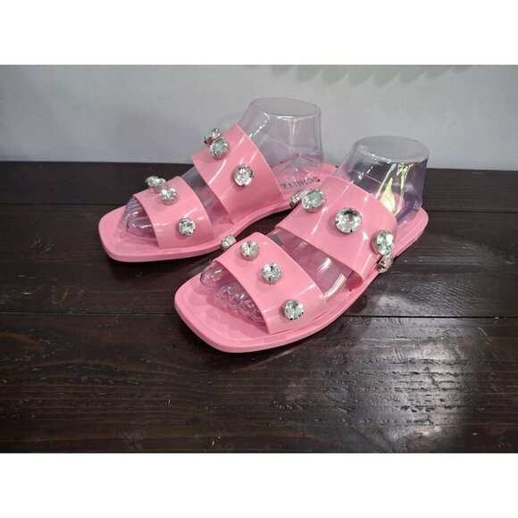 NWOB Schutz Lizzie Pink Jelly Crystal Studded Sandal/Sz. 10 - Picture 3 of 8